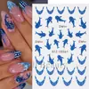Adesivos de Unha Artística Novos Transfronteiriços Verão Fofos Desenho Animado Bolinhas Azul Estilo Francês Tubarão-Baleia Adesivos de Unha Adesivos