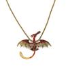 Colgante Retro Estilo Dragón de Dibujos Animados con Goteo de Aceite Moda Europea y Americana Collar de Pareja Animal con Incrustaciones de Diamantes Broche Suministro Transfronterizo