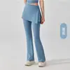 Conjunto Desmontable de Dos Piezas de Pantalones Acampanados de Yoga con Sensación de Segunda Piel con Falda de Cintura Alta que Cubre la Cadera, Pantalones de Yoga Deportivos para Uso al Aire Libre, Pantalones Acampanados para Fitness