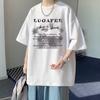 Camiseta de Manga Curta de Algodão Puro Americana para Homens no Verão Nova Marca de Moda Preguiçosa Solta Camiseta Casual Solta Versátil para Homens