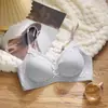 Algodón Antibacteriano de Látex Lencería Femenina Estilo Delgado Recogido para Busto Pequeño Sin Imanes Soporte Suave Chica Pura Deseo Sujetador Transfronterizo