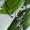 Corrente de Clavícula com Franja Estilo Dark Fashion Pedra Prateada Nicho Versátil Colar de Luxo Leve para Mulheres