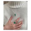 Collar Coreano Niche coldfram Mismo Estilo Forma de Gota Calcedonia Verde para Mujer Lujo Ligero Sensación de Alta Gama Anillo de Ágata Rosa para Mujer