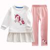 Meninas primavera e outono terno novo unicórnio infantil menina estilo ocidental camisola saia calças two- piece set one- piece entrega
