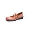 Zapatos Mary Jane Retro Estilo Francés Rosa para Niña Suaves Zapatos de Mujer Primavera Nuevos Cuero Lavado Puntera Cuadrada Tacón Medio Zapatos de Cuero