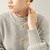 Pendientes de flor de nicho de acero de titanio estilo ins de moda europea y americana, collar versátil de pentagrama de acero inoxidable chapado en oro de 18 quilates para mujer