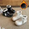 Botas de Nieve para Niñas Invierno Nuevos Zapatos de Algodón para Niños Botas con Felpa Botas Cortas Antideslizantes de Princesa para Niñas Botas de Cuero para Niñas