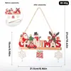 Decoraciones navideñas más vendidas transfronterizas: Campanilla y letrero de Santa Claus y muñeco de nieve con temática de bosque, artesanías de madera
