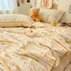 Nuevo Edredón de Verano Clase A con Bordado de Conchas, Estilo Fair Isle, Edredón de Verano de Algodón Acolchado, Edredón para Aire Acondicionado, Juego de Edredón para Cama Matrimonial de Cuatro Piezas