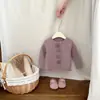 Cárdigan de punto francés para niña, primavera y otoño, nuevo, dulce y elegante, suéter de flor tridimensional, chaqueta de moda para bebé