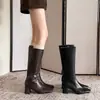 Temperamento Viaje de Negocios Primera Capa Piel de Vaca Tacón Grueso 6cm Botas de Jinete Botas Altas para Mujer Botas sin Cordones Minimalista Lujo Ligero Botines