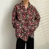 Camisa floral de manga larga para hombre y mujer, adecuada para primavera, otoño y verano, estilo coreano, moderna, genial, nicho, estilo de Hong Kong, chaqueta camisa vintage