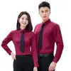 Roupa Formal de Negócios Camisa de Fibra de Bambu Não Amassa Manga Longa e Curta Roupa de Negócios Camisa de Mesmo Estilo Masculina e Feminina Roupas de Trabalho para Loja 4S de Carros