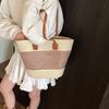 Bolso de Cesta de Verduras Tejido de Paja Tejida de Gran Capacidad para Mujer Verano 2025 Nuevo Versátil Ocio Vacaciones Junto al Mar Bolso de Playa
