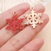 Colgantes Serie Navideña de Aleación Roja con Goteo de Aceite Muñeco de Nieve Copo de Nieve Charms Accesorios para Pendientes Llavero DIY