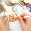 Huevos de Madera de Pascua con Cuerda Decoraciones para Fiestas Infantiles Manualidades DIY Piezas de Madera de Conejo Decoración para el Hogar
