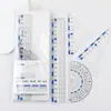 Protección Ocular Anti-Miopía Juego de Cuatro Piezas Regla Estudiantes de Primaria Números Grandes Regla Ondulada Recta Escuadra 20cm Regla de Dibujo para Exámenes