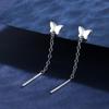 Pendientes de plata esterlina S999 para perforaciones nuevas, pendientes sencillos en forma de corazón, pendientes pequeños y frescos con borla de trébol, venta al por mayor