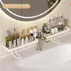 Prateleira de armazenamento para pia de banheiro, luxo leve, simples, prateleira de armazenamento para lavatório, organizador de produtos de higiene pessoal e cuidados com a pele