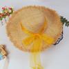 Nuevo sombrero de paja Lafite de primavera y verano, ala ancha, protección solar, lazo de encaje de princesa, cinta, sombrero de viaje, raqueta, sombrero de playa para vacaciones