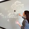 Mural Bordado Estilo Europeu com Parede de Fundo de Peônia Branca Compactada para TV Sofá, Cabeceira e Sala de Estar com Parede de Fundo de Hibisco Branco Macio