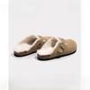 Sapatos Birkenstock de Encaixar com Forro de Fleece para Mulheres, Novos Chinelos Peludos Birkenstock Outono e Inverno 2024, Meio Chinelos Fechados com Solado Grosso