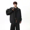 Jack Chuan Yang Streetwear Americano Gola Alta Jaqueta Reversível Masculina Feminina Marca Tendência Retro Solta Padrão Diamante Roupa de Exterior Versátil