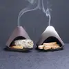 Soporte de Palo Santo de Madera Peruana Bandeja Portacenicero para Quemar Salvia Chimenea Pequeña de Cerámica Adornos de Ambiente