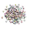 Cuentas de letras coloridas acrílicas cuadradas de 6 mm, cuentas sueltas de agujero grande, suministros para hacer pulseras y joyería DIY