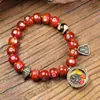 Pulseira de Osso de Camelo de Xizang Círculo Único Barril de Osso de Fluxo Reverso Contas Pingente Thangka Dia Negro Grande Estilo Xizang Vintage Pulseira de Brincar
