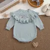 Ropero tejido con bordado floral y volantes para niñas, personalizable, 100% algodón puro, adecuado para primavera, otoño e invierno