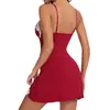 Ropa Interior Sexy de Talla Grande Fanlei de Seda de Leche con Lazo, Abertura Lateral, Corte Ajustado, Camisón con Tirantes, Ajuste Ceñido 6003