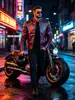Chaqueta de cuero de moto vintage resistente para hombre, temporada primavera-otoño, marca de moda, elegante abrigo ajustado de cuero sintético lavado con cuello alto.