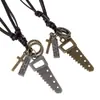 Joias estilo coreano atacado moda nova fábrica direta retrô masculino colar de couro de vaca série ferramenta