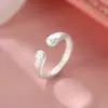 Anillo de Pata de Gato para Mujer Diseño de Nicho ins Lujo Ligero Retro Simple Alto Grado Mate Liso Abierto Ajustable Anillo Joyería