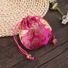 Atacado Estilo Chinês Brocado Vermelho Saco Caractere Fu Cordão Casamento Festivo Saco de Doces Embalagem de Joias Saco da Sorte