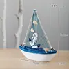 Adornos decorativos de veleros estilo mediterráneo, modelos de barcos de madera modernos y creativos, artesanías y regalos