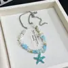 Collar de Cuentas Flor Estrella de Mar Dopamina Estilo Vacaciones en la Costa Cadena para Clavícula Dulce de Moda Accesorio de Diseño de Nicho