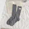 Meias de Outono e Inverno para Mulheres, Meias Finas de Verão para Panturrilha, Meias de Meia-Perna com Etiqueta de Tecido Doce com Borda de Bolhas, Meias Arredondadas Respiráveis com Borda Dobrada