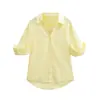 Ropa de Mujer Transfronteriza al por Mayor Estilo Europeo y Americano Camisa Francesa de Cuello V Manga de Cinco Puntos Holgada Casual para el Trabajo Protección Solar Camisa Ligera
