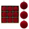 Enfeites de Natal aveludados mais vendidos da Amazon, 6/8/10cm, decorações de árvore de Natal veludo cor de vinho, bolas decorativas de Natal