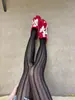 2025 Nuevas Medias Jacquard Estilo Casual Raya Vertical Encaje Giro Punto de Puntos Base Medias Pantimedias Jacquard Ligeras