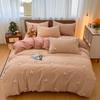 Juego de Cama de Cuatro Piezas de Algodón Puro Grueso Cepillado Clase a Sábanas de Cama Funda de Edredón Algodón Puro Cama de Dormitorio Estudiantil Juego de Tres Piezas de Sábanas de Cama 4