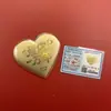 Insignia Corporativa Personalizada Logo Oro Puro 999 Pastel de Corazón Dulce Regalo de Confesión para Novia Lote de Oro Shuibe