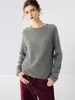 Suéter feminino de cashmere, gola redonda, novo estilo outono e inverno, tricô solto e casual