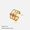 Anillo de Piedra de Color Abierto Retro Transfronterizo Europeo y Americano para Mujer, Anillo de Moda de Lujo Ligero, Joyería Medieval de Acero Inoxidable