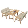 Estilo Rústico Cuero con Cera de Aceite Combinación de Mesa y Silla para Cafetería Tienda de Té Casa de Té Bar de Libros Recepción de Bed & Breakfast Sofá tipo Booth para Negociación