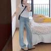 Jeans Rectos Bordados Vintage Nuevos de Verano 2025 para Mujer, Pantalones Anchos Versátiles de Cintura Alta que Cubren las Caderas para Tipos de Cuerpo Pera