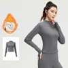 Conjunto de Yoga para Mujer Otoño Invierno Cálido con Felpa Interior Cuello Alto Cremallera Top Correr al Aire Libre Adelgazante Fitness Conjunto Deportivo