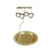 Fabricante de Origen En Stock Regalo Navideño Aromaterapia Dorado 15 cm Acero Inoxidable con Patrón Bandeja Portavelas Giratorio Linterna Giratoria